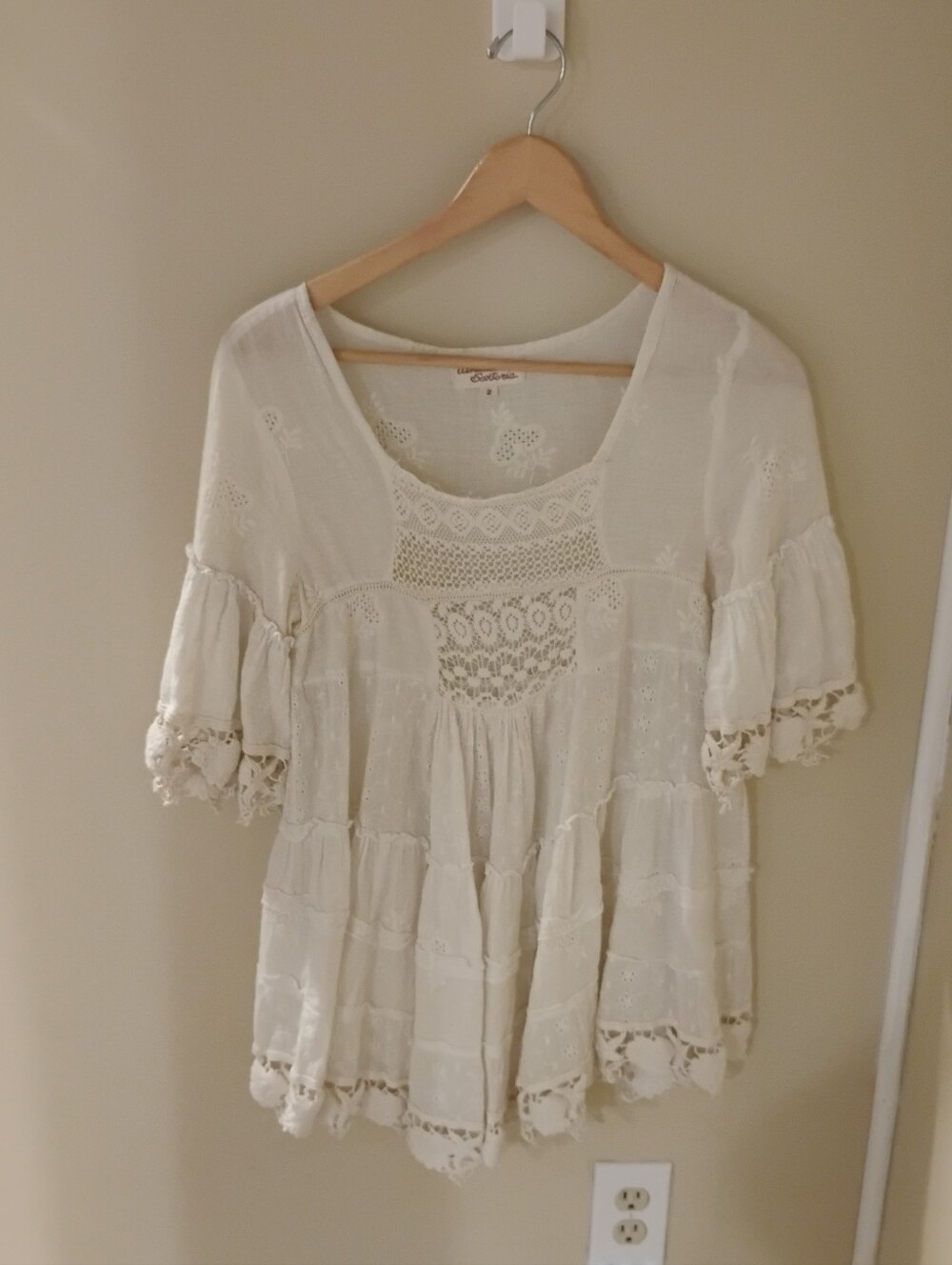 Antica Sartoria Oversized Lace Trim Tunic Top Sz 2